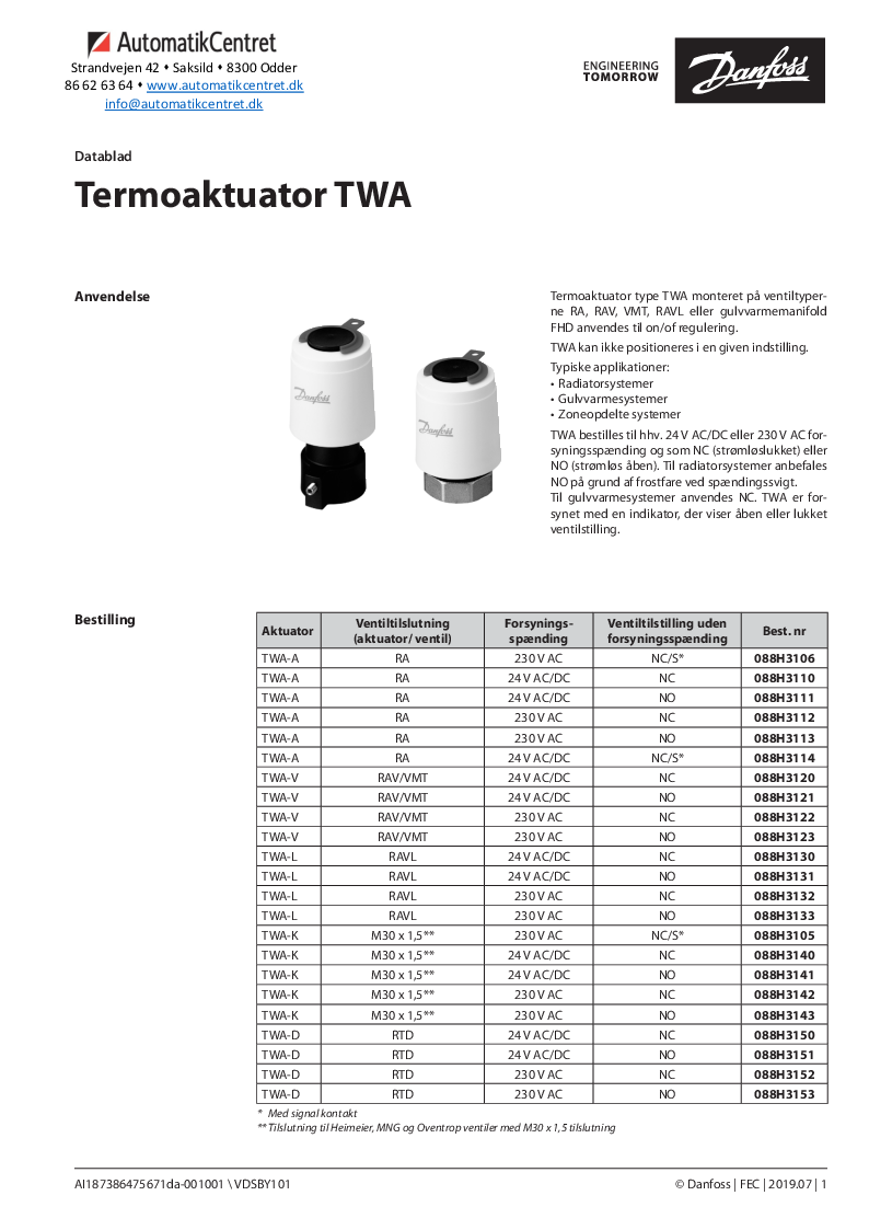 

Termoaktuator TWA

