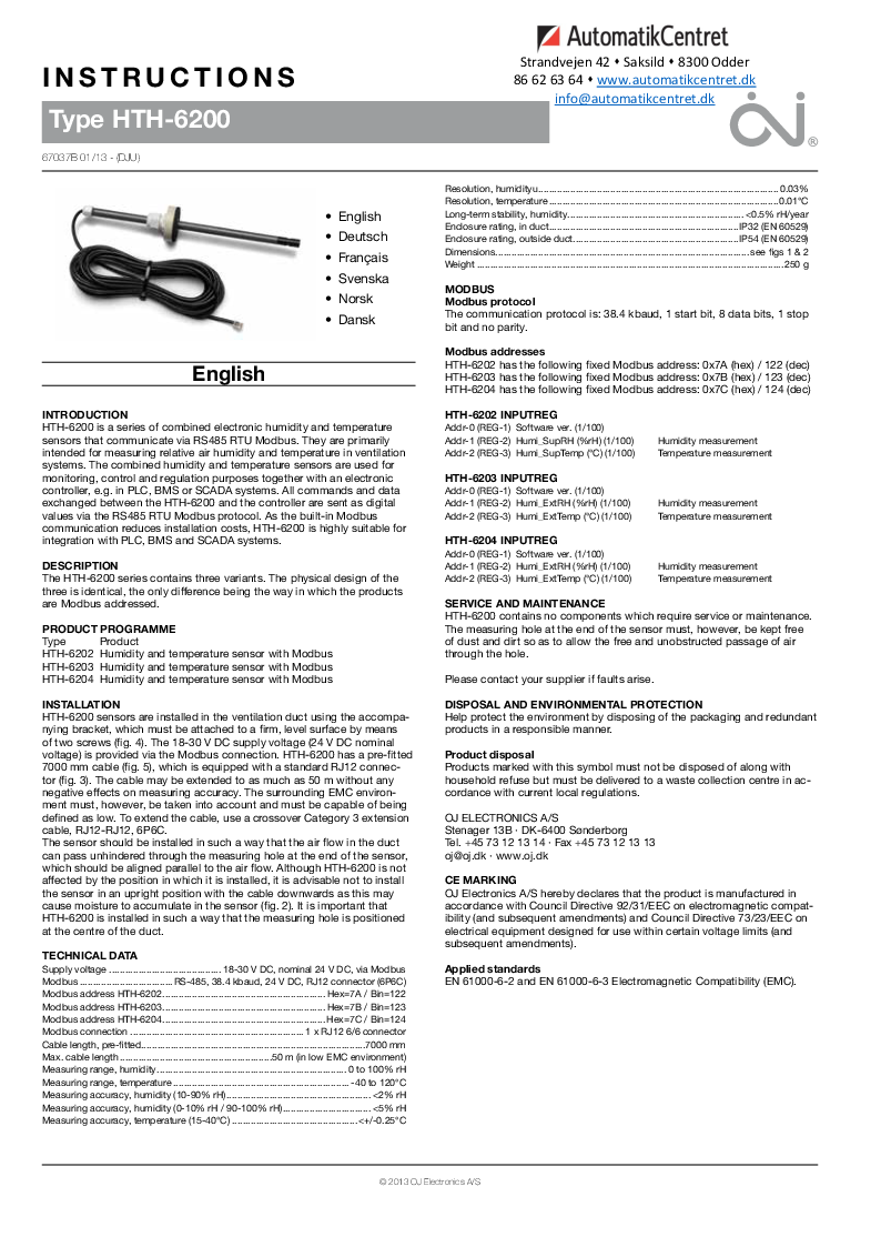 

HTH 6200 installation

