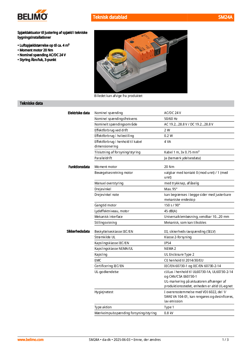 

belimo SM24A datasheet da dk

