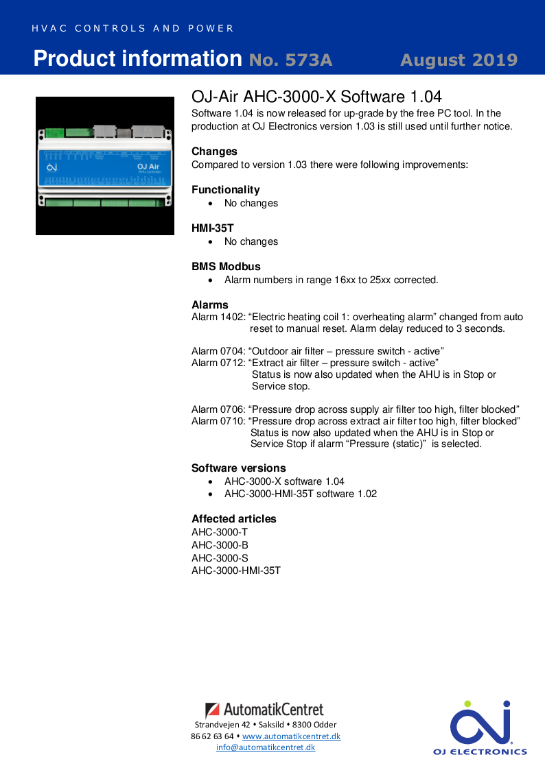 

573A AHC 3000 X SW 1.04 August 2019

