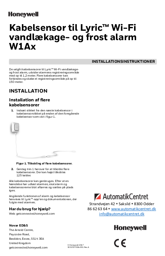 

Vandlækage frostalarm Kabel Installation DK

