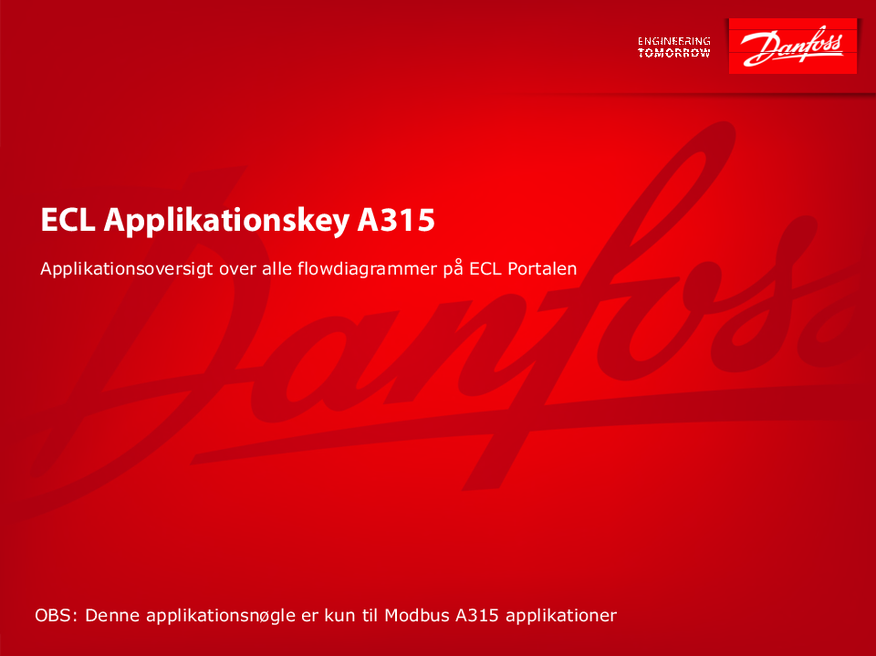 

Oversigt Applikationsnøgle 315

