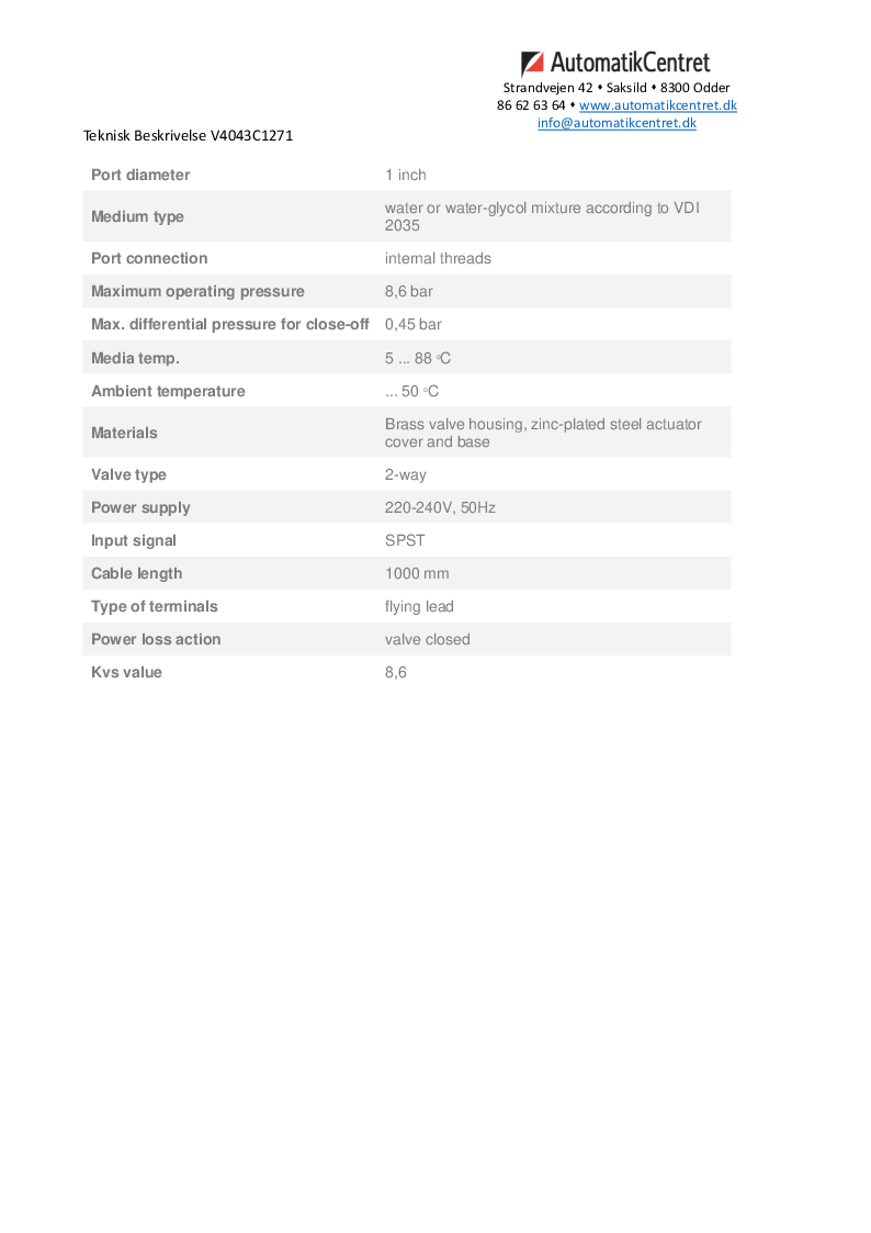 

Teknisk Beskrivelse V4043C1271

