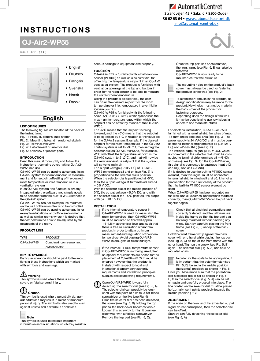 

OJ Air2 WP55 Instruktionsvejl

