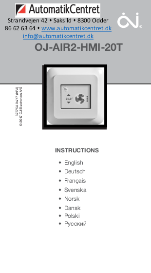 

OJ HMI 20T Instruktion

