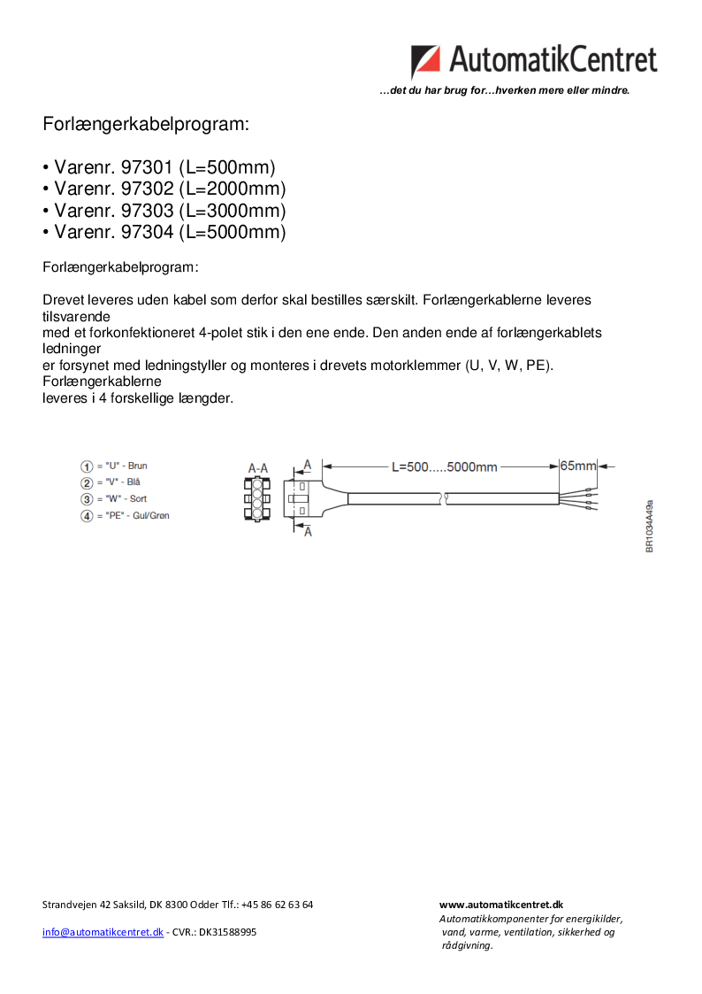 

Forlængerkabel til MRHX

