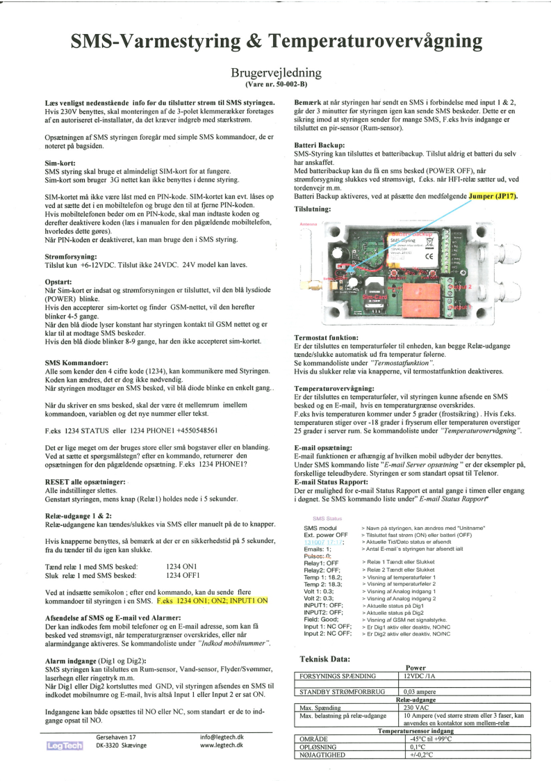 

Brugervejledning SMS50 002 B

