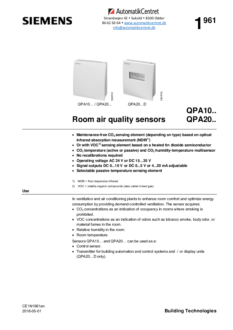 

QPA10 20 Datablad

