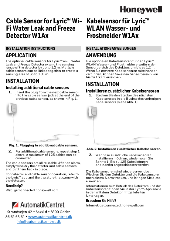 

Vandlækage frostalarm kable Installlation EN

