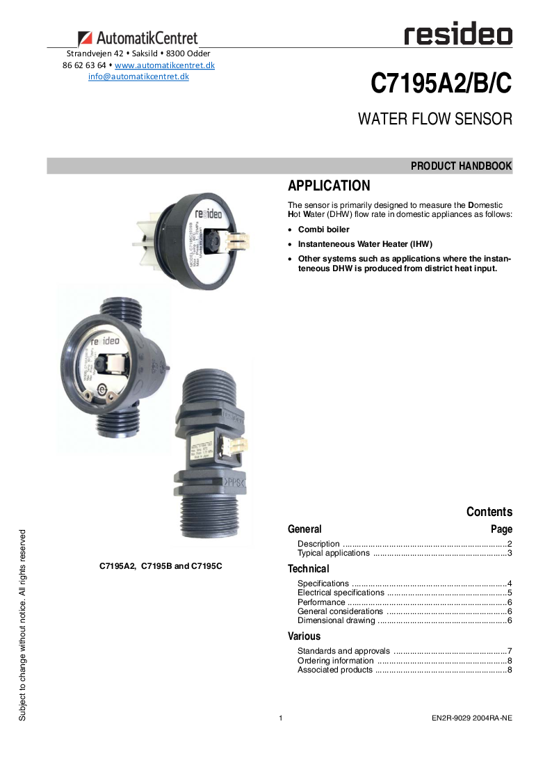

C7195A2 B C Resideo product handbook en

