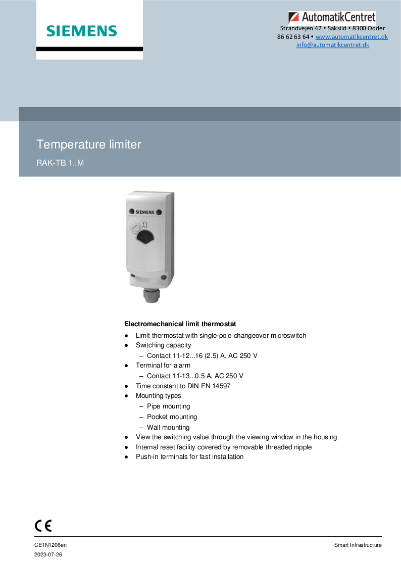 

Datablad RAK TB.1420S M DK

