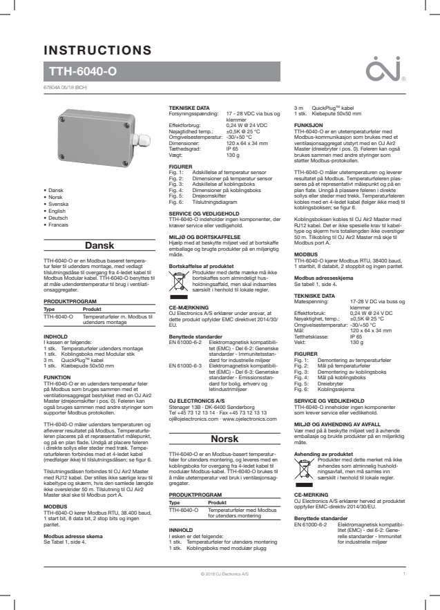 

TTH 6040 O Instruktionsvejl

