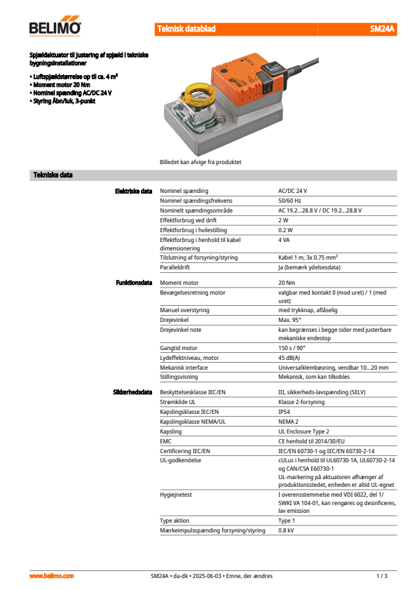 

belimo SM24A datasheet da dk

