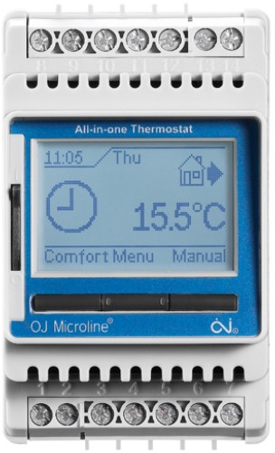 "All-in-one" termostat m/ugeprog. f/DIN | ECD4-1991-OJR1