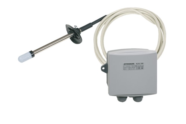 Transmitter til rumfugtighed, 24 Vac/dc, < 1 VA, -50...50 °C, 0...10 Vdc, 2 mA / 4…20 mA < 600 O, IP54 | KLHJ100